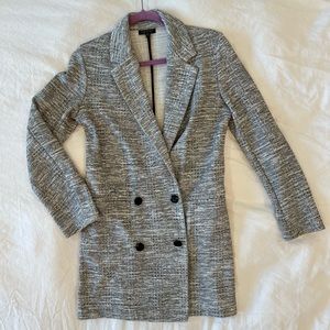 Topshop Grey Tweed Double Breasted Blazer